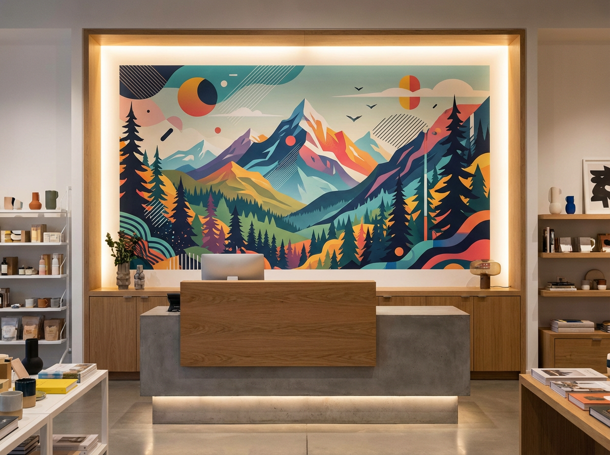 Impression murale commerce intérieur